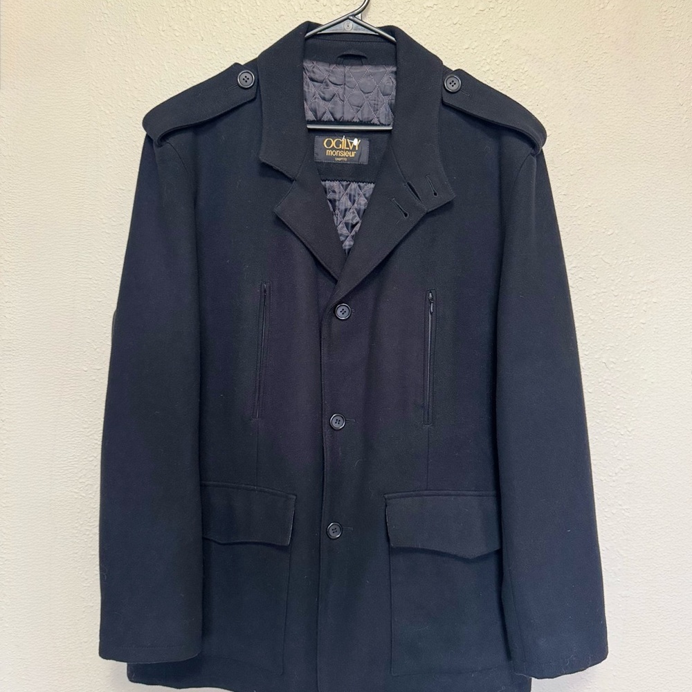 VINTAGE - Ogilvy Monsieur Black Men's Vintage Wool Coat